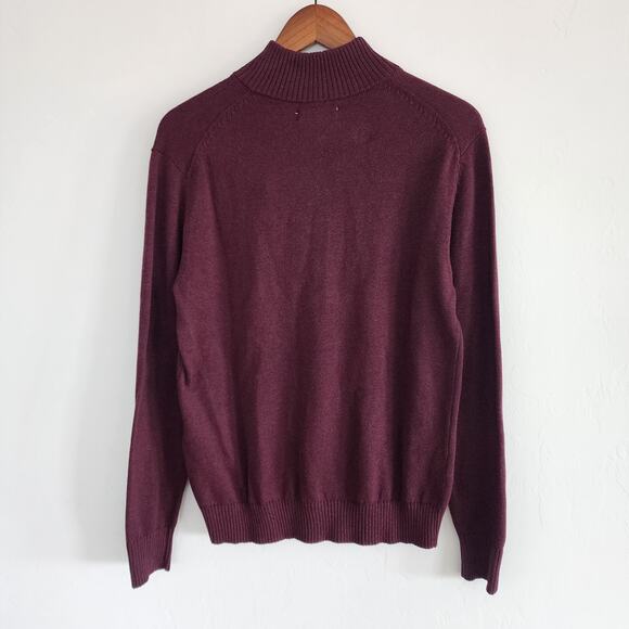 Calvin Klein Wine Burgundy Quarter Zip Pullover Sweater Men's Size Small - Picture 2 of 5